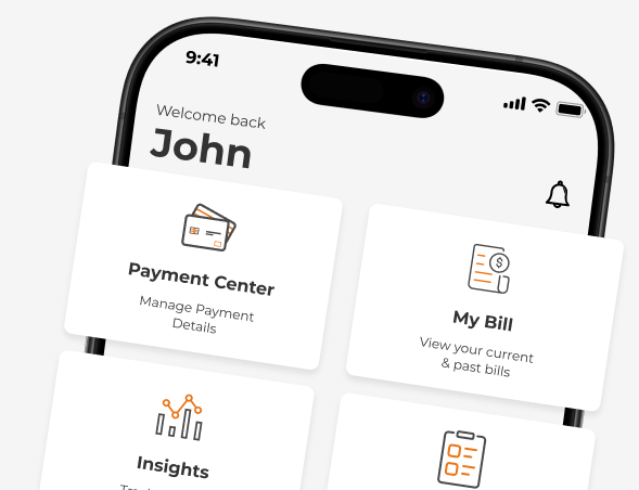 Frontier Utilities mobile app dashboard